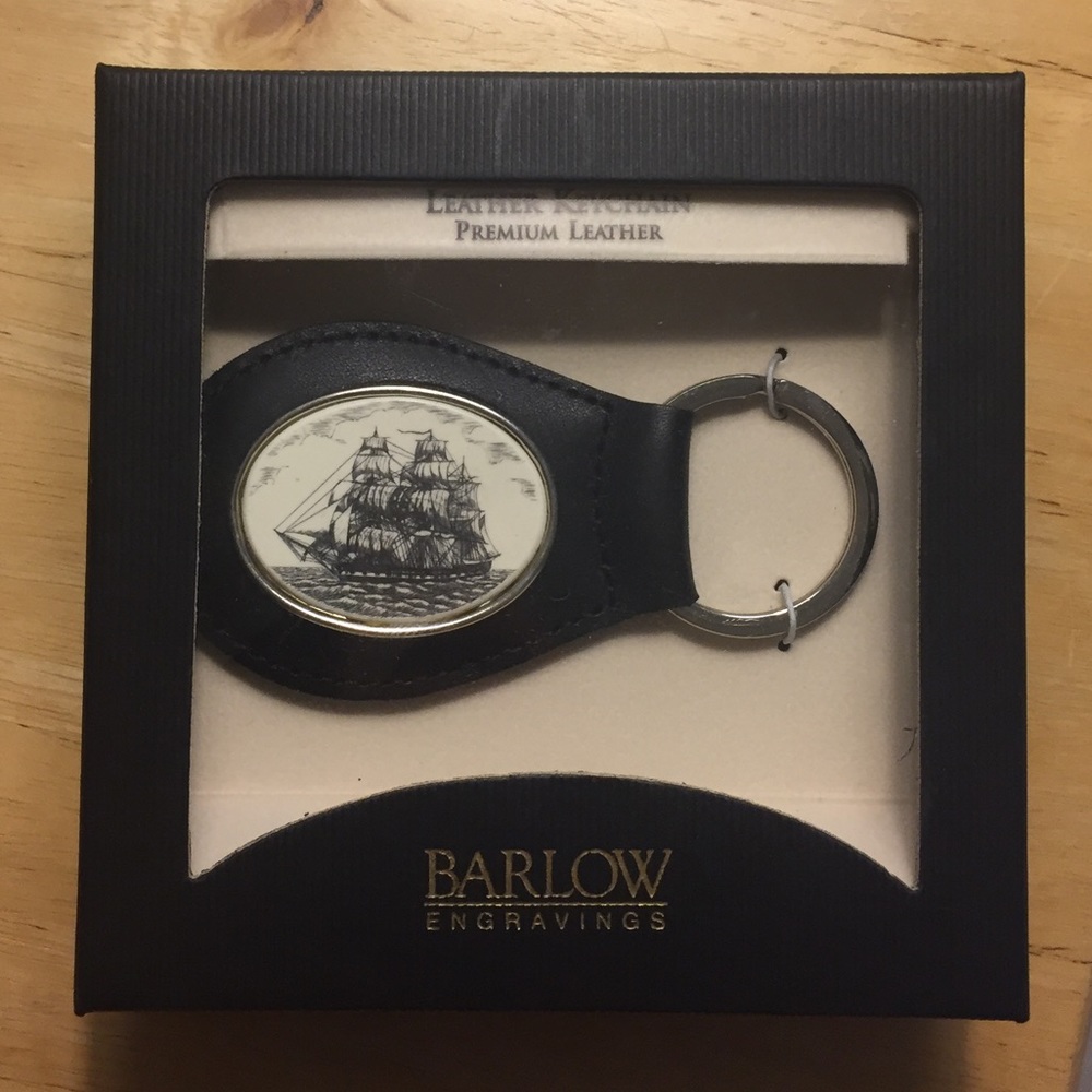 Premium Leather Ship Engraved Keychain 🔑